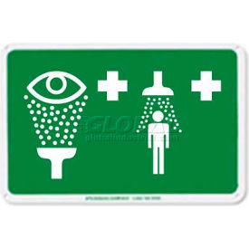 Speakman Emergency Eyewash Sign - Universal Green And White Emergency Shower And Eyewash Sign, SGN3