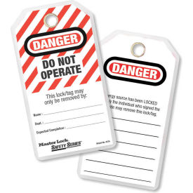 Master Lock Company 497A Master Lock® Safety "Do Not Operate" Lockout Tagout Tags, English, 12/Bag, 497A image.