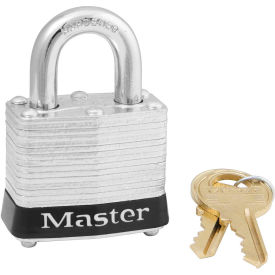 Master Lock Company 3KAS12BLK Master Lock® 3KAS12BLK Laminated Steel Safety Padlock, 1-9/16"W x 3/4"H Shackle, Black, 12/Set image.