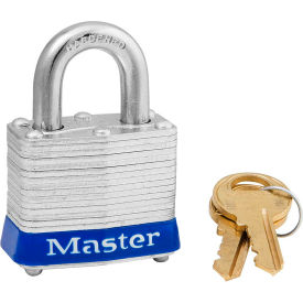 Master Lock Company 3KAS12BLU Master Lock® 3KAS12BLU Laminated Steel Safety Padlock, 1-9/16"W x 3/4"H Shackle, Blue, 12/Set image.