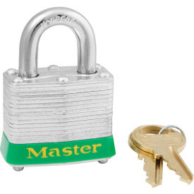 Master Lock Company 3KAS3GRN Master Lock® 3KAS3GRN Laminated Steel Safety Padlock, 1-9/16"W x 3/4"H Shackle, Green, 3/Set image.