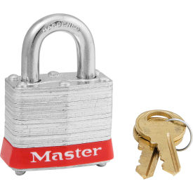 Master Lock Company 3LHRED Master Lock® 3LHRED Laminated Steel Safety Padlock, 1-9/16"W x 2"H Shackle, Red image.