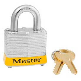 Master Lock Company 3YLW Master Lock® Steel Padlock, No. 3 Reinforced Laminate, 1-9/16"W X 3/4" Shackle, Yellow image.