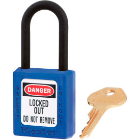 Master Lock Company 406KABLU Master Lock® Dielectric Zenex™ 406KABLU Padlock, 1-1/2"W x 1-1/2"H, Nylon Shackle, Blue image.