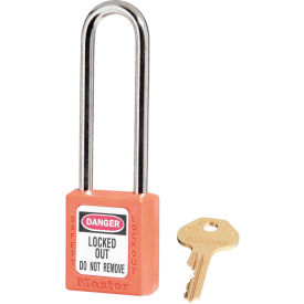 Master Lock Company 410KALTORJ Master Lock® Thermoplastic Zenex™ 410KALTORJ Safety Padlock, 3"H Shackle, Orange image.