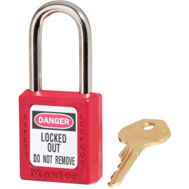 Master Lock Company 410KAS6RED Master Lock® Thermoplastic Zenex™ 410KAS6RED Safety Padlock 1-1/2"H Shackle, Red, 6/Set image.