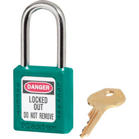 Master Lock Company 410KAS6TEAL Master Lock® Thermoplastic Zenex™ 410KAS6TEAL Safety Padlock 1-1/2"H Shackle, Teal, 6/Set image.