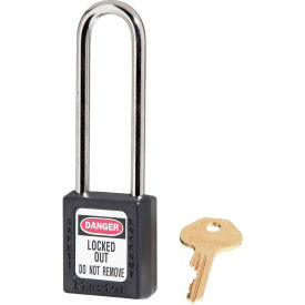 Master Lock Company 410LTBLK Master Lock® Thermoplastic Zenex™ 410LTBLK Safety Padlock, 1-1/2"W x 3"H Shackle, Black image.