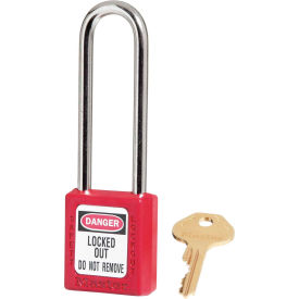 Master Lock Company 410LTRED Master Lock® Thermoplastic Zenex™ 410LTRED Safety Padlock, 1-1/2"W x 3"H Shackle, Red image.