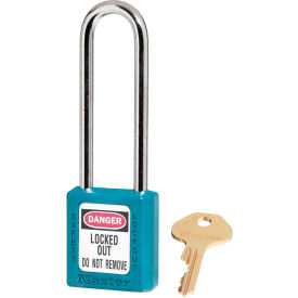Master Lock Company 410LTTEAL Master Lock® Thermoplastic Zenex™ 410LTTEAL Safety Padlock, 1-1/2"W x 3"H Shackle, Teal image.