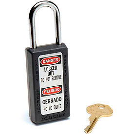 Master Lock Company 411BLK Master Lock® Safety 411 Series Zenex™ Thermoplastic Padlock, Black, 411BLK image.