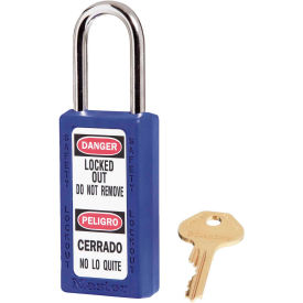 Master Lock Company 411KABLU Master Lock® Thermoplastic Zenex™ 411KABLU Safety Padlock 1-1/2"W x 1-1/2"H Shackle, Blue image.