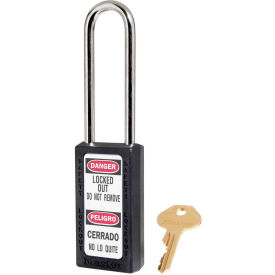 Master Lock Company 411KALTBLK Master Lock® Thermoplastic Zenex™ 411KALTBLK Safety Padlock, 1-1/2"W x 3"H Shackle, Black image.