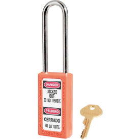 Master Lock Company 411KALTORJ Master Lock® Thermoplastic Zenex™ 411KALTORJ Safety Padlock 1-1/2"W x 3"H Shackle, Orange image.
