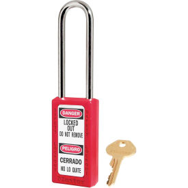 Master Lock Company 411KALTRED Master Lock® Thermoplastic Zenex™ 411KALTRED Safety Padlock, 1-1/2"W x 3"H Shackle, Red image.