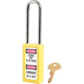 Master Lock Company 411KALTYLW Master Lock® Thermoplastic Zenex™ 411KALTYLW Safety Padlock 1-1/2"W x 3"H Shackle, Yellow image.
