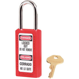 Master Lock Company 411KARED Master Lock® Thermoplastic Zenex™ 411KARED Safety Padlock, 1-1/2"W x 1-1/2"H Shackle, Red image.