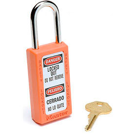 Master Lock Company 411ORJ Master Lock® Safety 411 Series Zenex™ Thermoplastic Padlock, Orange, 411ORJ image.