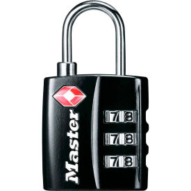 Master Lock Company 4680DBLK Master Lock® No. 4680DBLK TSA-Accept Combination Zinc Padlock - 1-3/16"W - Black image.