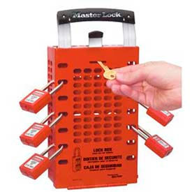 Master Lock Company 503RED Master Lock® Group Lock Box, Latch Tight™, Portable Or Wall Mount, Red image.