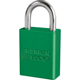 Master Lock Company A1105KAGRN Master Lock® A1105 Aluminum Safety Padlock, 1-1/2"W, 1"Tall Shackle, Keyed Alike, Green image.