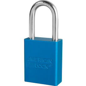 Master Lock Company A1106KABLU Master Lock® A1106 Aluminum Safety Padlock, 1-1/2"W, 1-1/2"Tall Shackle, Keyed Alike, Blue image.