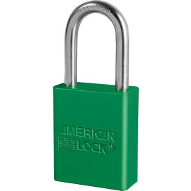 Master Lock Company A1106KAGRN Master Lock® A1106 Aluminum Safety Padlock, 1-1/2"W, 1-1/2"Tall Shackle, Keyed Alike, Green image.