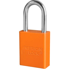 Master Lock Company A1106KAORJ Master Lock® A1106 Aluminum Safety Padlock, 1-1/2"W, 1-1/2"Tall Shackle, Keyed Alike, Orange image.