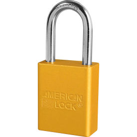 Master Lock Company A1106KAYLW Master Lock® A1106 Aluminum Safety Padlock, 1-1/2"W, 1-1/2"Tall Shackle, Keyed Alike, Yellow image.