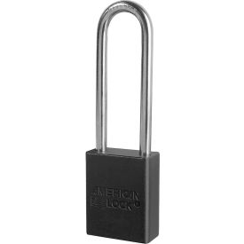Master Lock Company A1107KABLK Master Lock® A1107 Aluminum Safety Padlock, 1-1/2"W, 3"Tall Shackle, Keyed Alike, Black image.