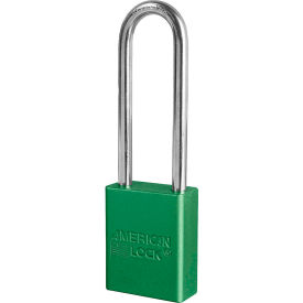 Master Lock Company A1107KAGRN Master Lock® A1107 Aluminum Safety Padlock, 1-1/2"W, 3"Tall Shackle, Keyed Alike, Green image.