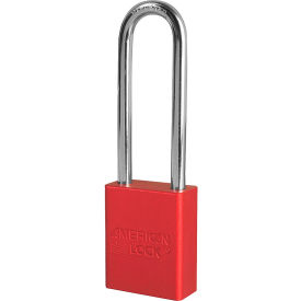 Master Lock Company A1107KARED Master Lock® A1107 Aluminum Safety Padlock, 1-1/2"W, 3"Tall Shackle, Keyed Alike, Red image.