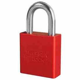 Master Lock Company A1205RED American Lock® No. A1205RED High Security Solid Aluminum Padlock 5 Pin Cylinders - Red image.