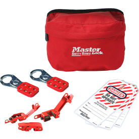 Master Lock Company S1010EBAS Master Lock® Lockout Pouch, Basic Electrical Device Assortment, Red image.
