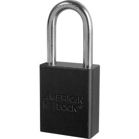 Master Lock Company S1106KABLK Master Lock® S1106 Aluminum Safety Padlock, 1-1/2"W, 1-1/2"Tall Shackle, Black image.