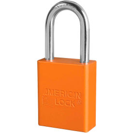 Master Lock Company S1106ORJ American Lock® S1106ORJ Aluminum Safety Padlock, 1-1/2"W x 1-1/2"H Shackle, Orange image.