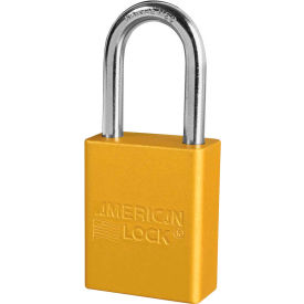 Master Lock Company S1106YLW American Lock® S1106YLW Aluminum Safety Padlock, 1-1/2"W x 1-1/2"H Shackle, Yellow image.