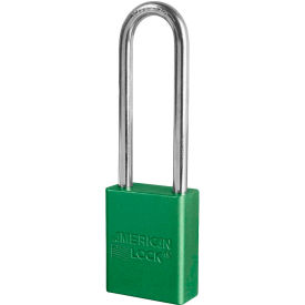 Master Lock Company S1107GRN American Lock® S1107GRN Aluminum Safety Padlock, 1-1/2"W x 3"H Shackle, Green image.