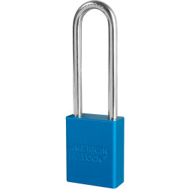 Master Lock Company S1107KABLU Master Lock® S1107 Aluminum Safety Padlock, 1-1/2"W, 3"Tall Shackle, Keyed Alike, Blue image.