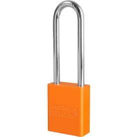 Master Lock Company S1107KAORJ Master Lock® S1107 Aluminum Safety Padlock, 1-1/2"W, 3"Tall Shackle, Keyed Alike, Orange image.