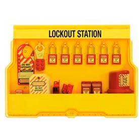 Master Lock Company S1850E410 Master Lock® Lockout Station, Electrical Focus, Zenex™ Thermoplastic Padlocks, S1850E410 image.