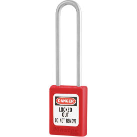 Master Lock Company S31LTRED Master Lock® Thermoplastic Zenex™ S31LTRED Safety Padlock, 1-3/8"W x 3"H Shackle, Red image.