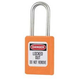 Master Lock Company S31ORJ Master Lock® Safety Padlock, Short Zenex™, 3/16" Body X 1-1/2" Shackle, Orange image.