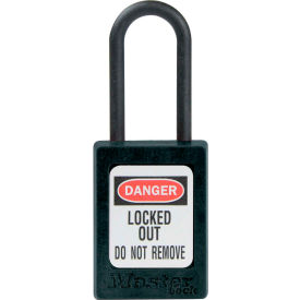 Master Lock Company S32BLK Master Lock® Thermoplastic Dialectric Zenex™ S32BLK Safety Padlock, 1-3/8"W x 1-1/2"H BLK image.
