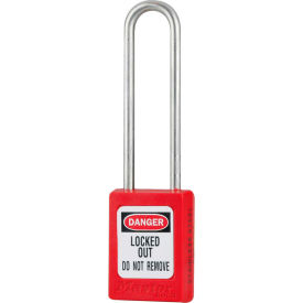Master Lock Company S33LTRED Master Lock® Thermoplastic Zenex™ S33LTRED Snap Lock Safety Padlock, 1-3/8"W x 3"H, Red image.