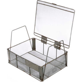 Marlin Steel Wire Products Inc 00-00368215-38 Marlin Steel Small Parts Wire Basket With Lid 9"L x 7"W x 3"H Stainless Steel Price Each for Qty 1-4 image.