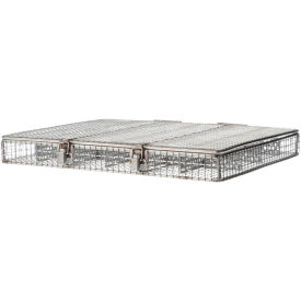 Marlin Steel Wire Products Inc 00-02035003-38 Marlin® Steel Mesh Basket w/ Lid & Dividers, Stainless Steel, 20-1/4"L x 16-1/4"W x 2-7/16"H image.