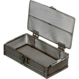 Marlin Steel Wire Products Inc 1062001-38 Marlin Steel Mesh Basket w/ Lid Stainless Steel 10-1/4"L x 5-5/8"W x 2-1/2"H, Price Each for Qty 1-4 image.