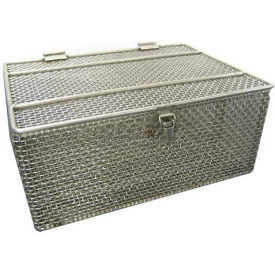 Marlin Steel Wire Products Inc 368050-31-5 Marlin Steel Steel Wire Basket with Lid 14 x 10 x 6 Stainless Steel - Price Each for Qty 5+ image.