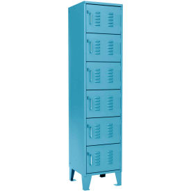 Global Industrial™ 6-Tier 6 Door Locker 18"W x 18"D x 72"H Blue All-Welded